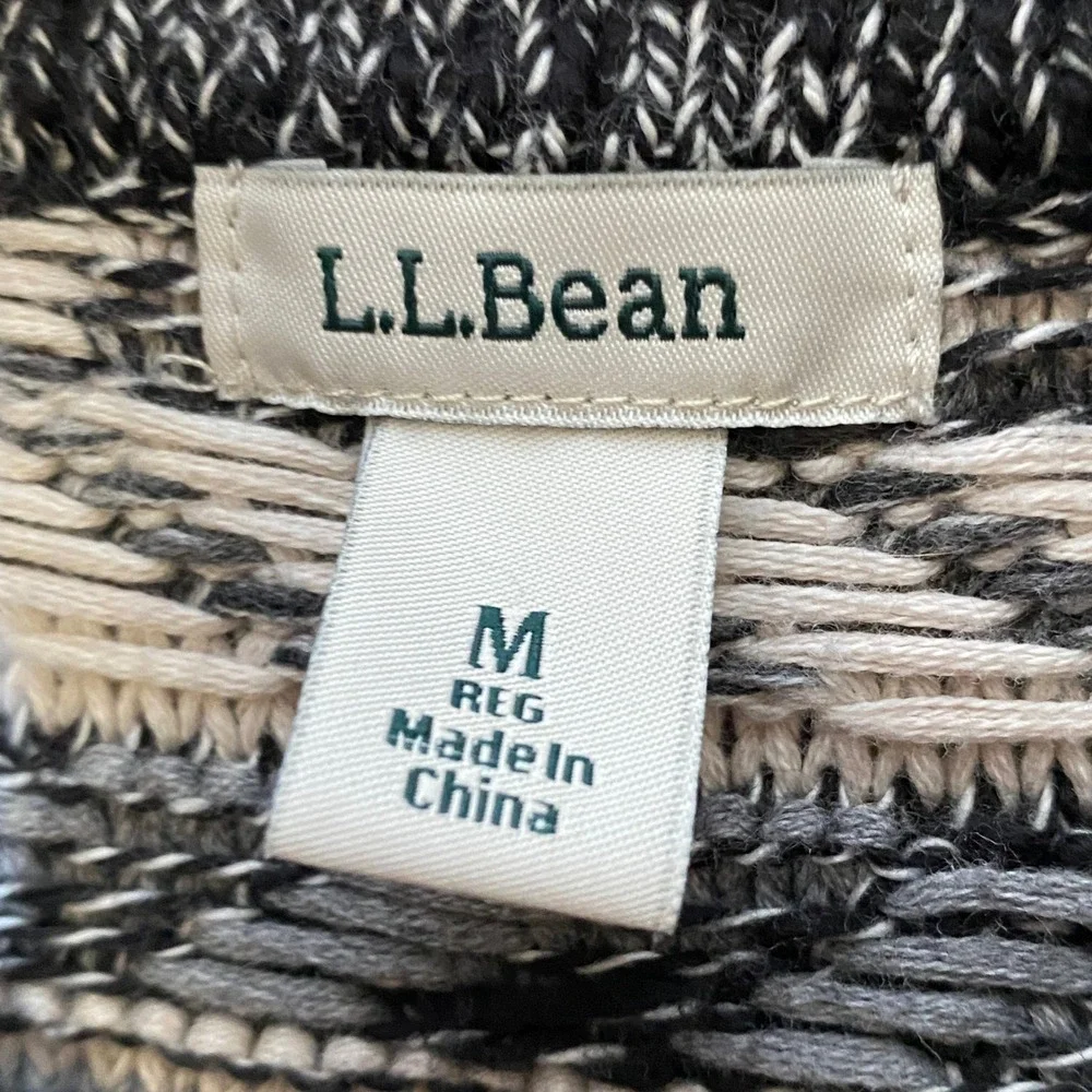 LL Bean Womens Fair Isle Full Zip Cardigan M Cotton Nordic Cabincore Granola